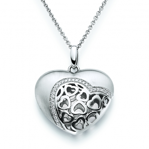 Anhänger und Kette aus rhodiniertem Silber mit Zirkonias